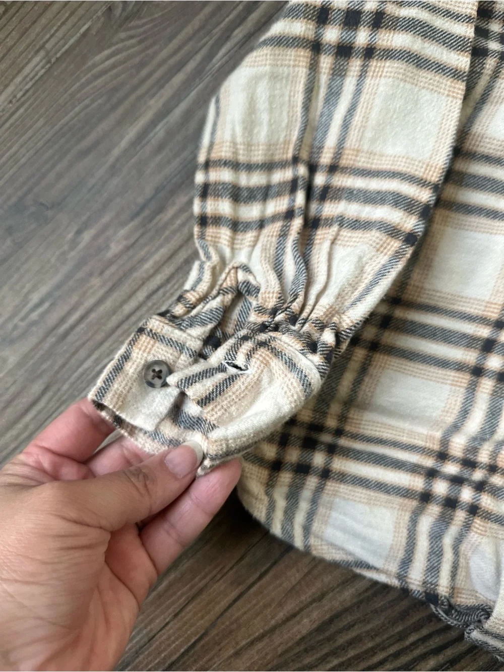 Bundle of boys long sleeve Kids Plaid Button-Up Shirt - Blue & Cream Brown